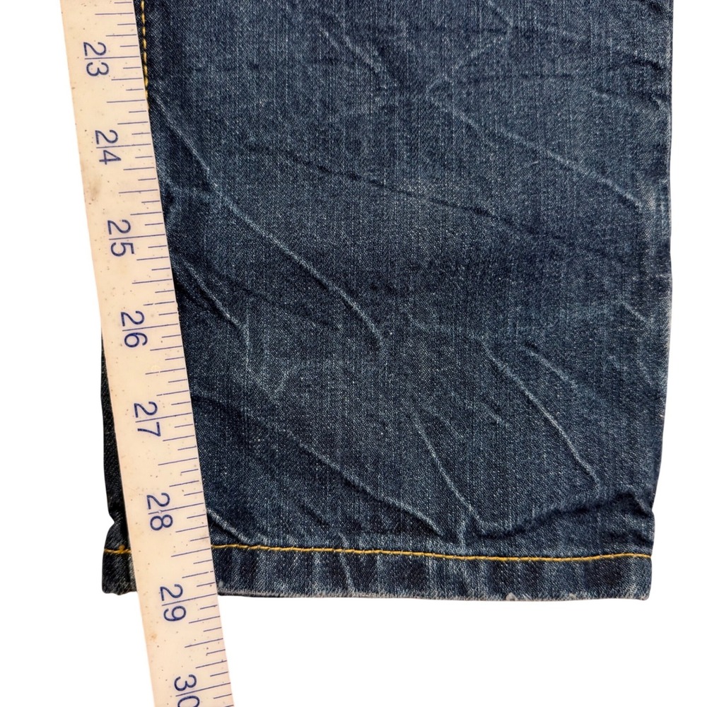 Levis 502 Regular Taper Jeans Dark‎ Wash Distressed Denim 28x28 Womens 16REG - Picture 7 of 9